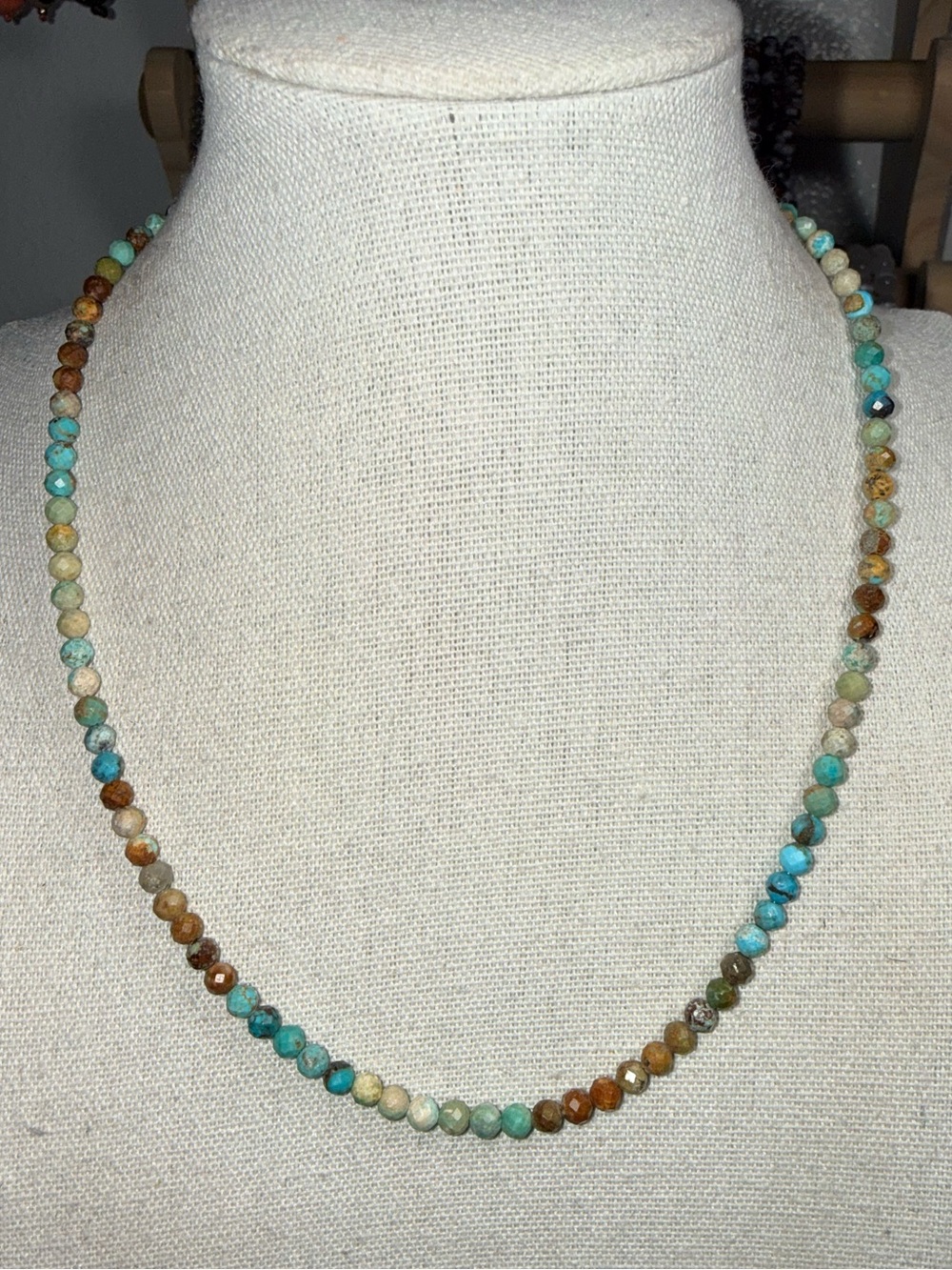 Genuine 4mm Faceted Turquoise Necklace 💙🤎
